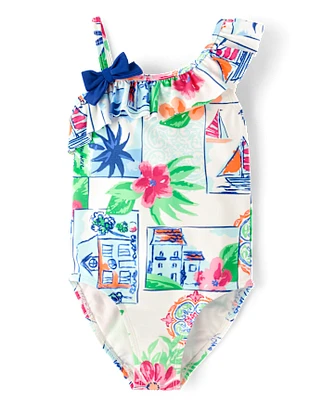 Girls Vacation One Shoulder Piece - Swimsuit Swim