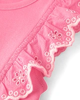 Girls Eyelet Flutter Top