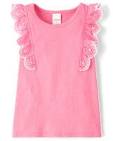 Girls Eyelet Flutter Top