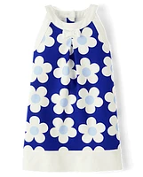 Girls Floral Halter Shift Dress - Blue Belle
