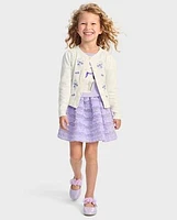 Girls Ruffle Skirt - Lavender Fields