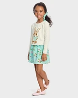 Girls Floral Bird Bow Skort - Spring Celebrations