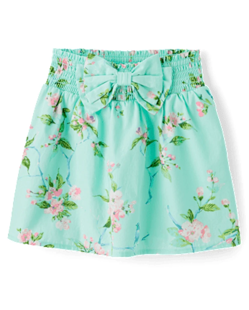 Girls Floral Bird Bow Skort - Spring Celebrations