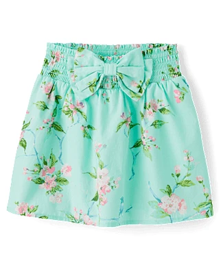 Girls Floral Bird Bow Skort - Spring Celebrations