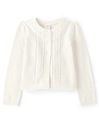 Girls Pointelle Cardigan - Little Essentials
