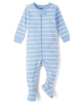 Baby Striped Snug Fit Cotton Footed One Piece Pajamas