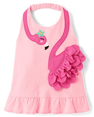 Girls Ruffle Flamingo Halter Top - Seaside Palms