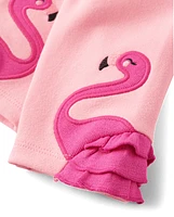 Girls Flamingo Capri Leggings - Seaside Palms