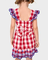 Girls Mommy And Me Gingham Ruffle Dress - American Cutie