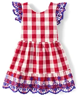 Girls Mommy And Me Gingham Ruffle Dress - American Cutie