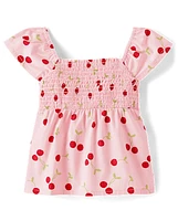 Girls Cherry Smocked Top - Sweet Summer