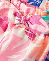 Girls Palm Linen-Blend Ruffle Skort - Seaside Palms