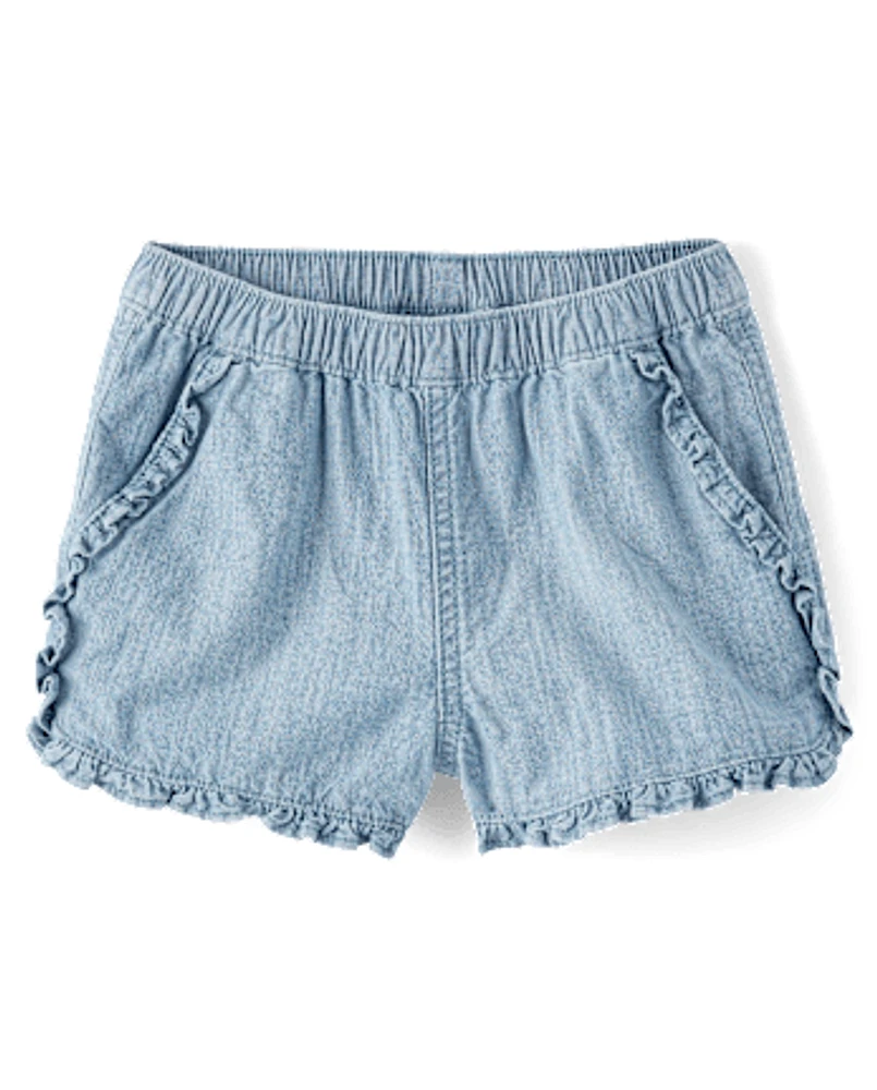 Short à volants en chambray pour fille - Little Essentials