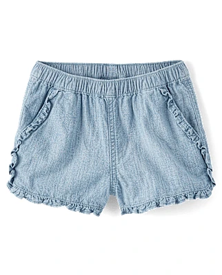 Short à volants en chambray pour fille - Little Essentials