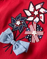 Girls Embroidered Graphic Ruffle Top - American Cutie