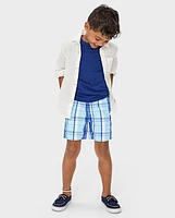 Boys Plaid Pull On Shorts - Sweet Summer