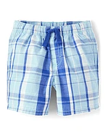 Boys Plaid Pull On Shorts - Sweet Summer