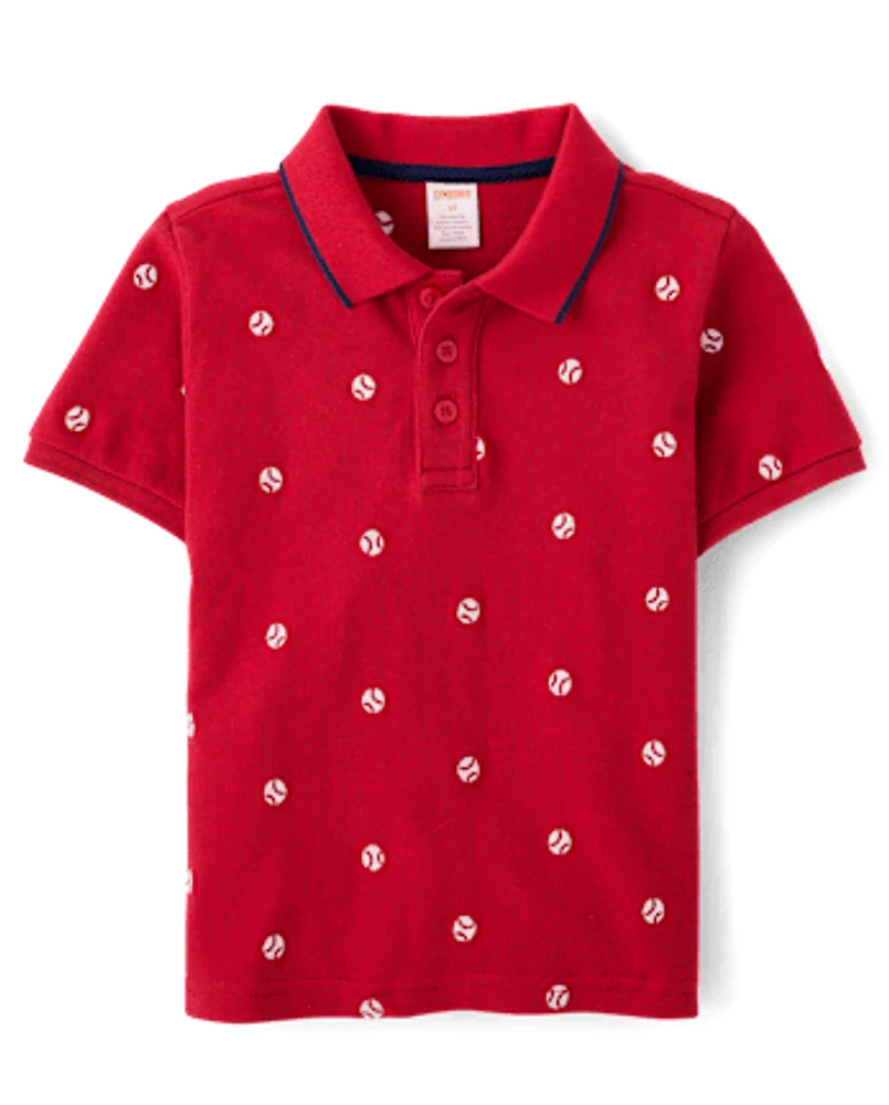 Boys Embroidered Baseball Polo - Sweet Summer
