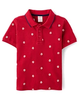 Boys Embroidered Baseball Polo - Sweet Summer