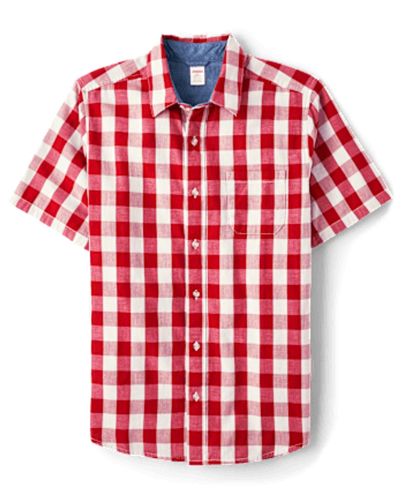 Mens Dad And Me Gingham Button Up Shirt - American Cutie