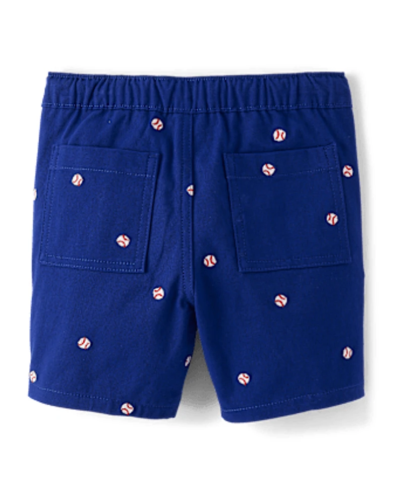 Boys Embroidered Baseball Pull On Shorts - Sweet Summer