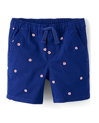 Boys Embroidered Baseball Pull On Shorts - Sweet Summer
