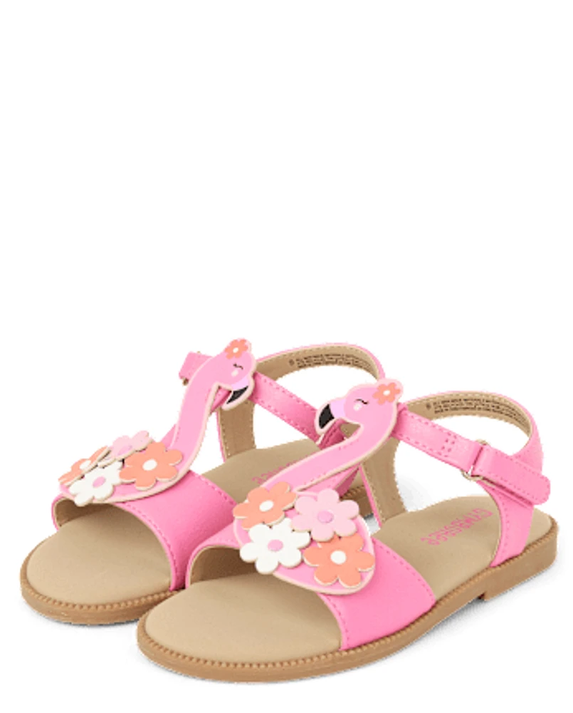 Girls Flamingo Sandals - Seaside Palms