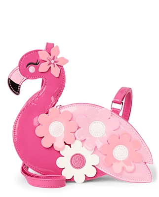 Sac flamant rose fleuri pour fille - Palmiers en bord de mer
