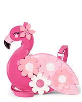 Sac flamant rose fleuri pour fille - Palmiers en bord de mer