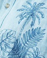Kids Embroidered Linen-Blend Button Up Shirt