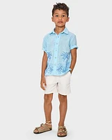 Kids Embroidered Linen-Blend Button Up Shirt