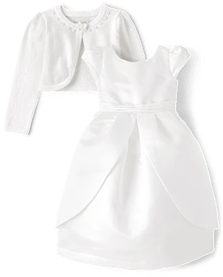 Girls Satin Dress 2-Piece Set - Special Occasions