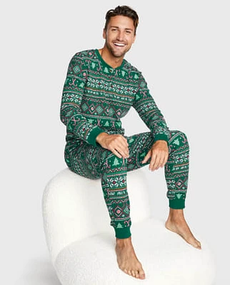 Mens Matching Family Fairisle Thermal Pajamas