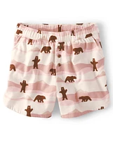 Womens Matching Family Bear Flannel Pajama Shorts