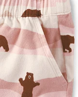 Womens Matching Family Bear Flannel Pajama Shorts