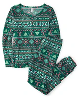 Womens Matching Family Fairisle Thermal Pajamas