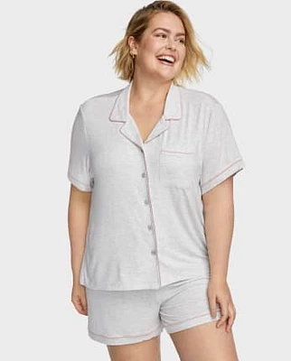 Womens Modal Pajama Top And Shorts Set