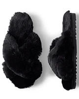 Womens Faux Fur Criss Cross Slippers