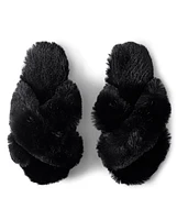 Womens Faux Fur Criss Cross Slippers