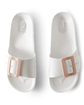 Womens Buckle Slides