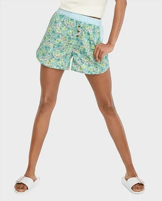 Womens Floral Poplin Pajama Shorts