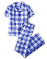 Womens Matching Family Gingham Poplin Pajamas