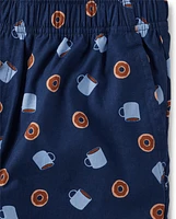 Mens Doughnut Poplin Pajama Shorts