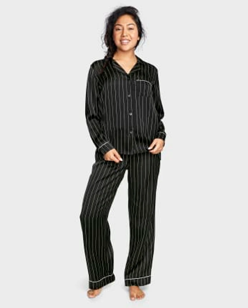 Womens Print Satin Pajamas