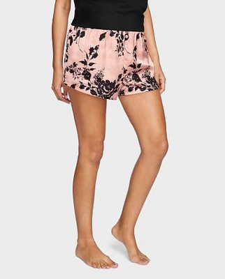 Womens Floral Satin Pajama Shorts