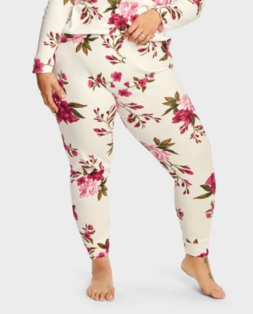 Womens Floral Thermal Pajama Pants