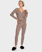 Womens Leopard Thermal Pajama Pants
