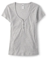 Womens Ribbed Henley Pajama Top