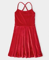 Tween Girls Velour Strappy Skater Dress