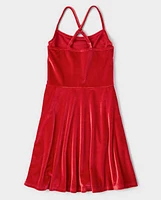 Tween Girls Velour Strappy Skater Dress